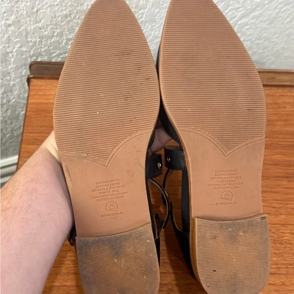 EUC Bared Footwear Shikra Flats in Black w/ Gold Hardware, size 39EU/8.5US - Picture 5 of 6